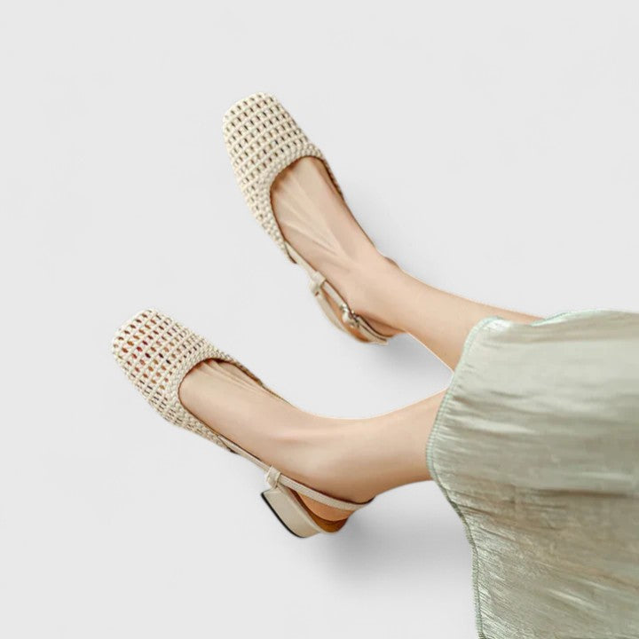 Square Toe Bow T-Strap Low Block Heel Mules