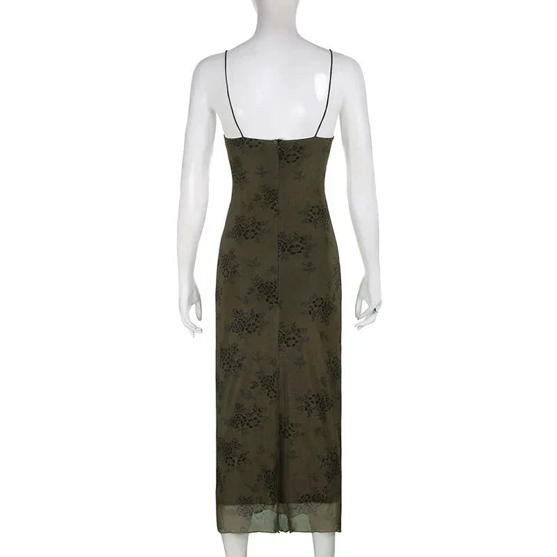 Bianca Minimalist Vintage Floral Lace Dress with Sheer Overlay Chic Silhouette Collection