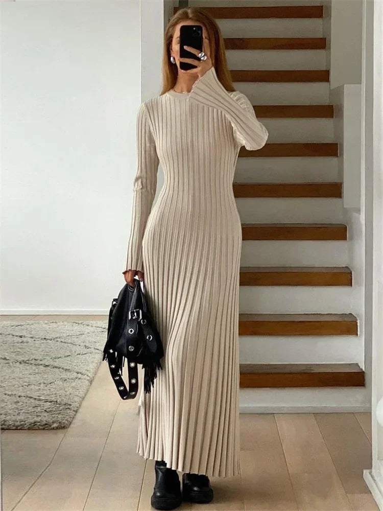 Diana Timeless Knitted Dress with Lacing Elevated Occasion Wear