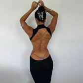 Butterfly Bandage Backless Maxi Dress 3