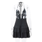 Backless Deep V-Neck Mini Dress