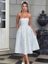 Jacquard Bow Strapless Backless Mini Dress 15
