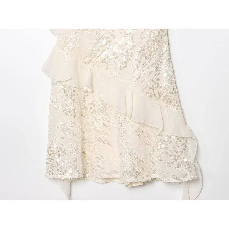 LELI SEQUIN RUFFLE MINI DRESS