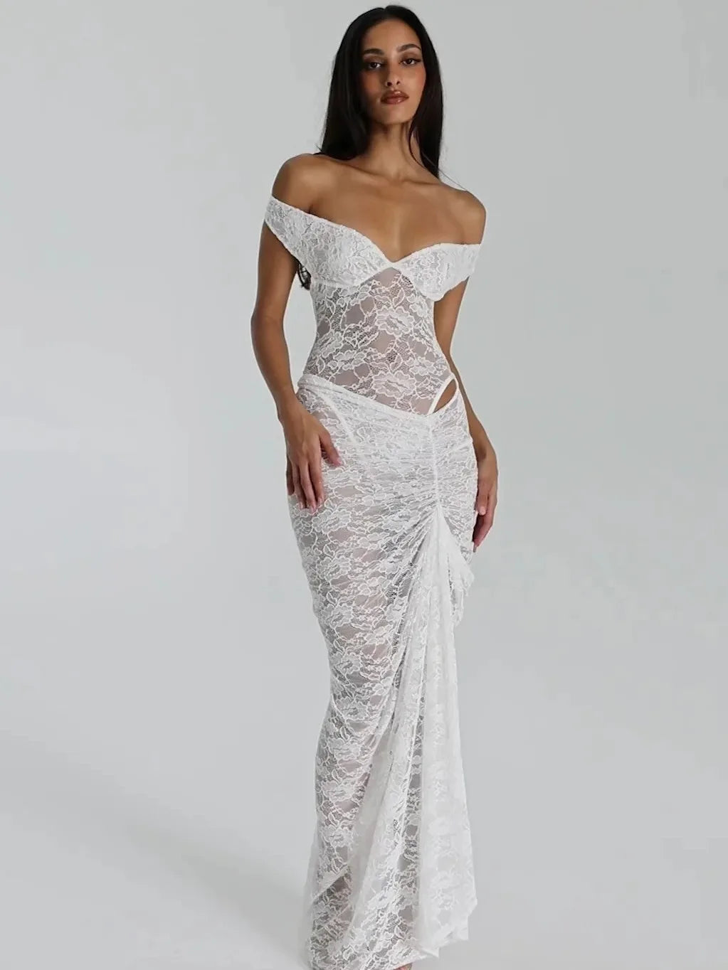 AURA LACE MAXI DRESS White