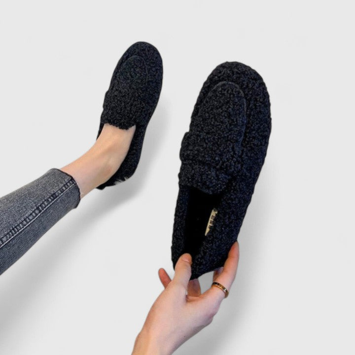 Fuzzy Teddy Slip On Loafer Flats
