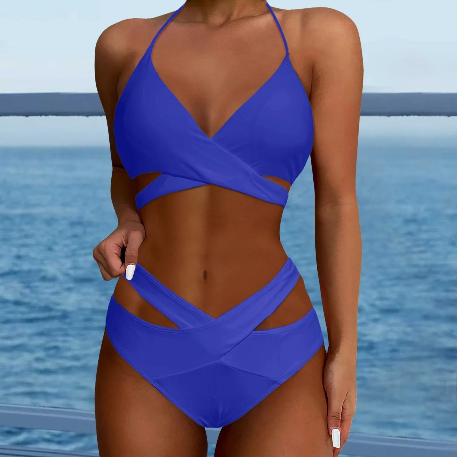 Hollow Out Backless Padded Two Piece Swim Sets