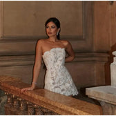 Sequin Floral Appliqué Strapless Mini Dress 4
