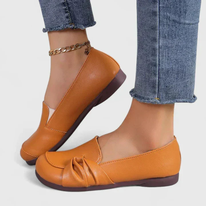 Round Toe Knot Bow Slip On Flats
