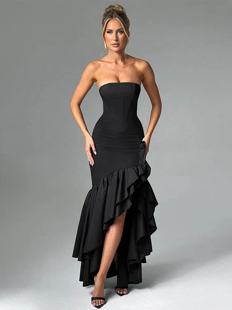 Ruffled Split Bodycon Chic Maxi Summer Dress