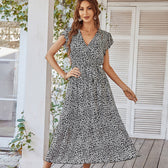 Pink Boho Resort Trendy Ladies Maxi Dress Black / S