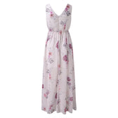 Floral V-Neck Wrap High Split Maxi Dress 4
