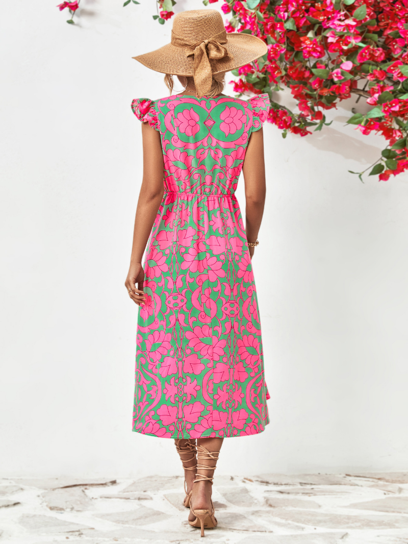 Printed Oriana Midi Dress for Women Light Breezy Style