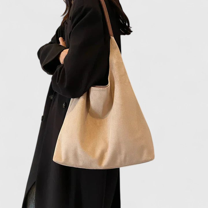 Slouchy Suede Look Hobo Tote Bag