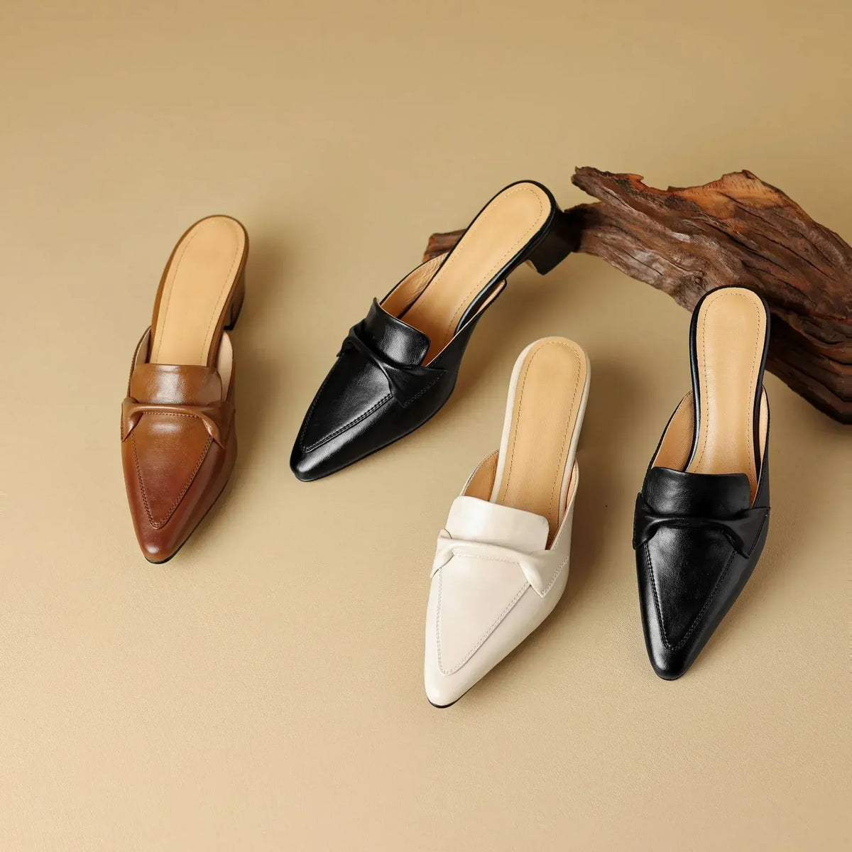 Square Toe Block Heel Loafer Mules