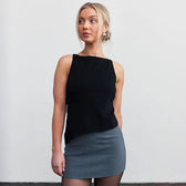 Black Hollow Out Charming Bow Tank Top Black / L