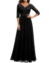 Lace V-Neck Chiffon A-Line Maxi Dress 3