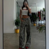 Leopard Print Stylish Straight Trousers