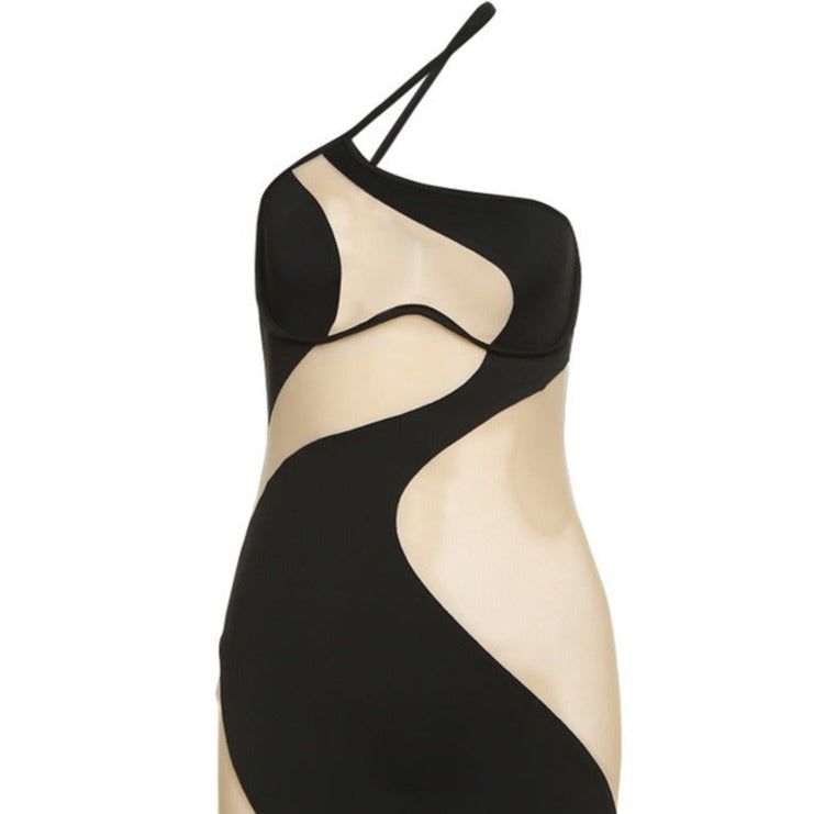 Mermaid Asymmetric Cut Out Mesh Mini Dress 13