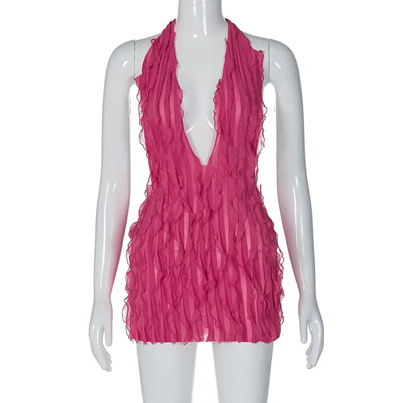 Deep V-Neck Mini Dress