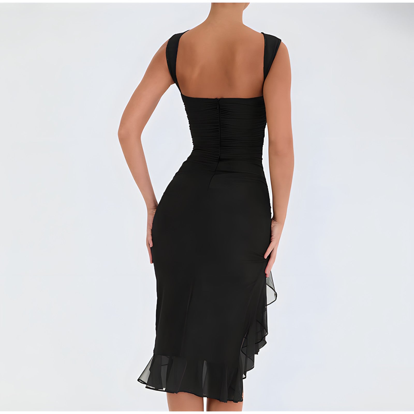 Exclusive Ariana Midi Dress with Ruffles Elevated Occasion Wear