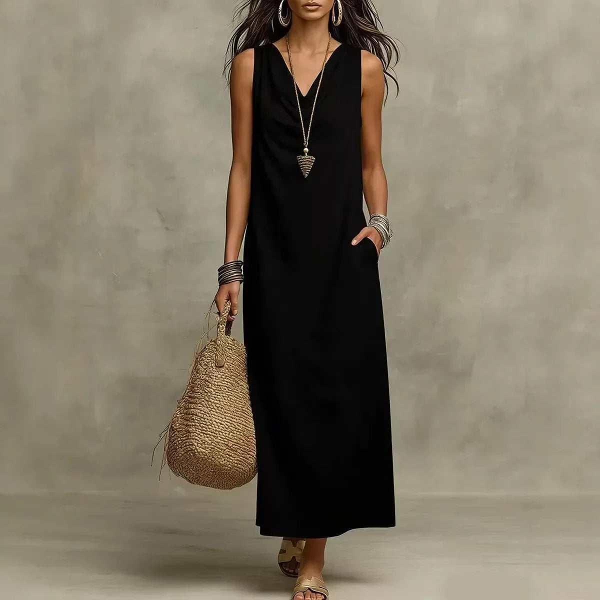 Cowl Neck Sleeveless Maxi Dress Summer 3