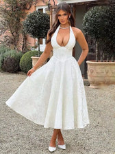 Bow Backless Jacquard A Line Mini Dress 11