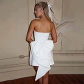 Pearl Bow Waist Wrap Backless Mini Dress 8
