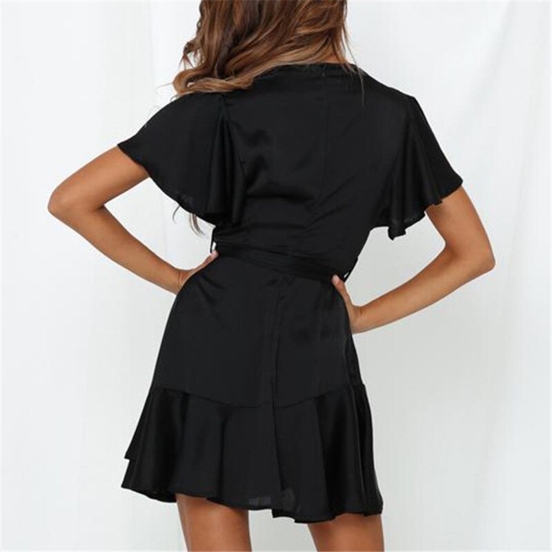 Dinora Fashionable Dress with Charming Ruffles and V-neck for Women