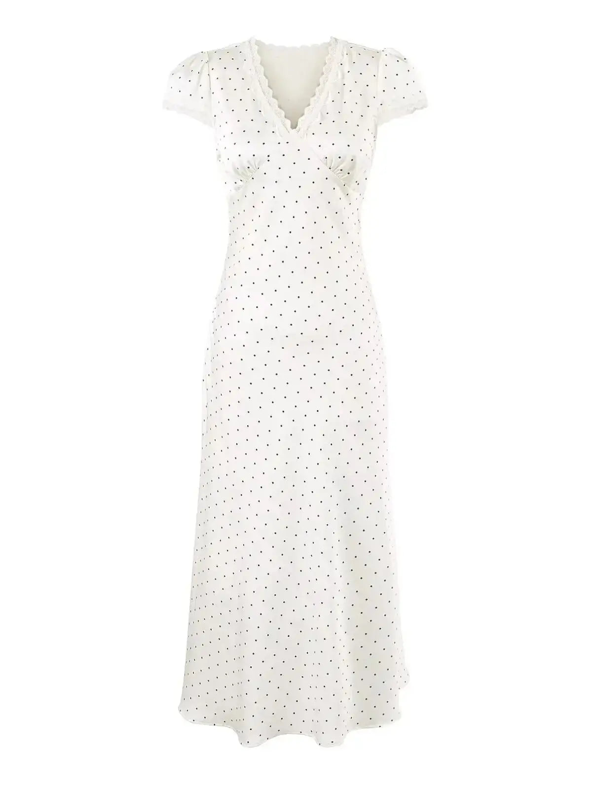 CHARIS POLKA DOT MIDI DRESS WHITE White