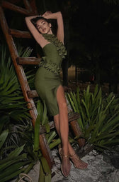 One-Shoulder Side Slits Exposed Legs Dress