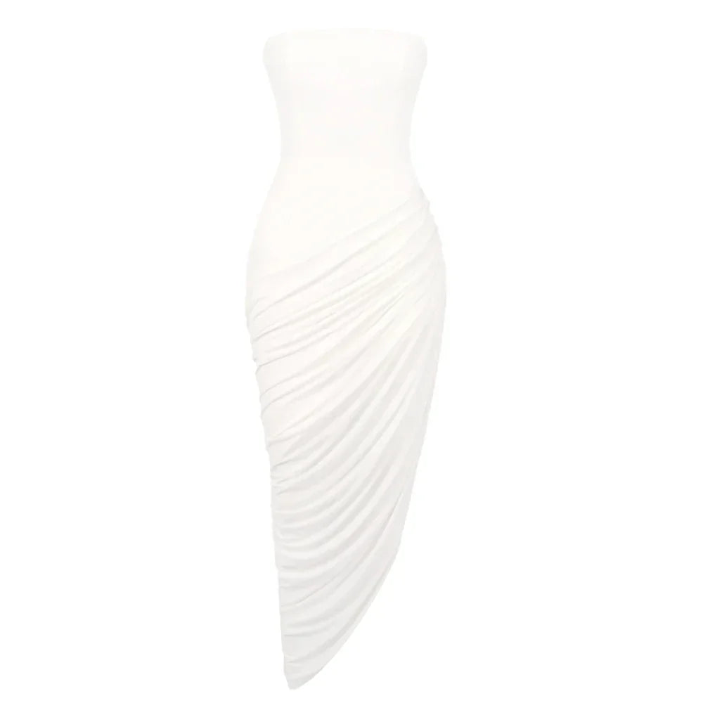 EMILIA DRAPED DRESS White