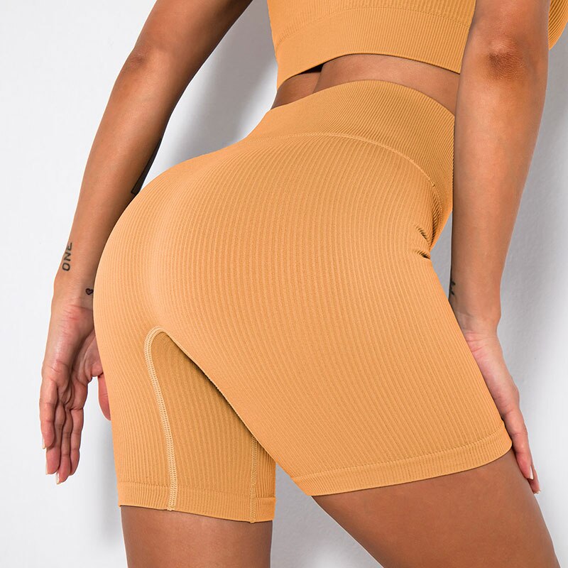 Mojoyce Seamless Yoga Pants Sport Leggings Women Ribbed High Waist Fitness Tights Push Up Gym Workout Running Pants Leggins