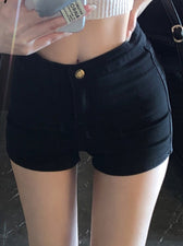 Casual High Skinny Women's Waisted Black Fashion Jeans Korean Shorts Straight