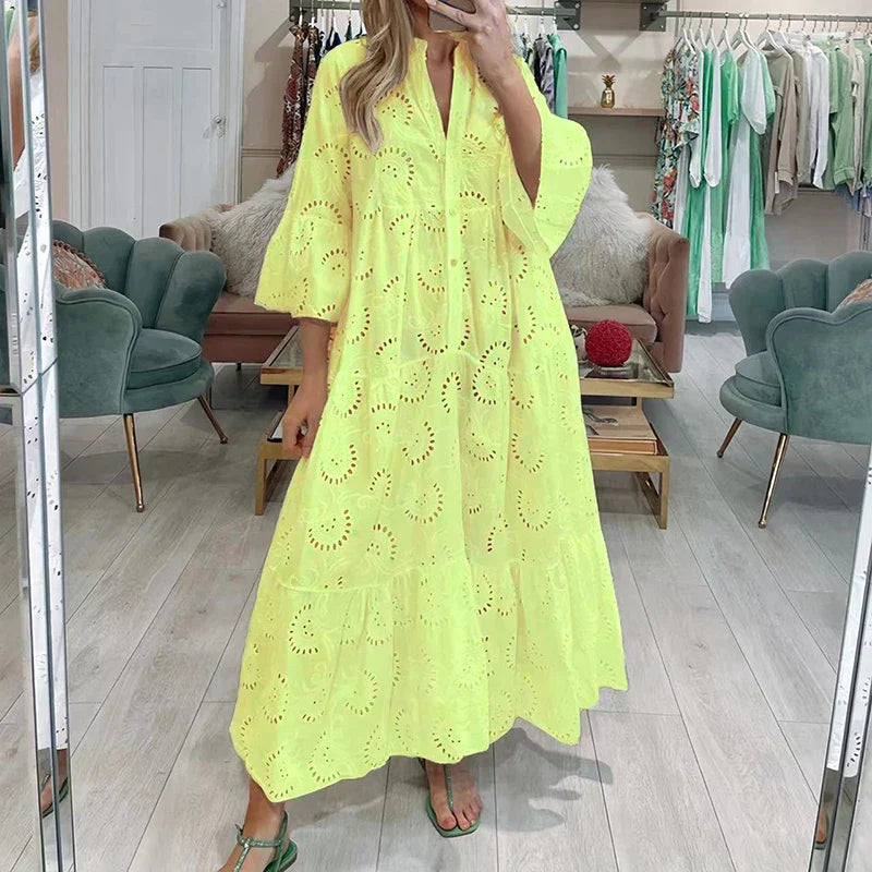 Isabel Elevated Women's Embroidered Dress with Cutouts Evening Wear Edit
