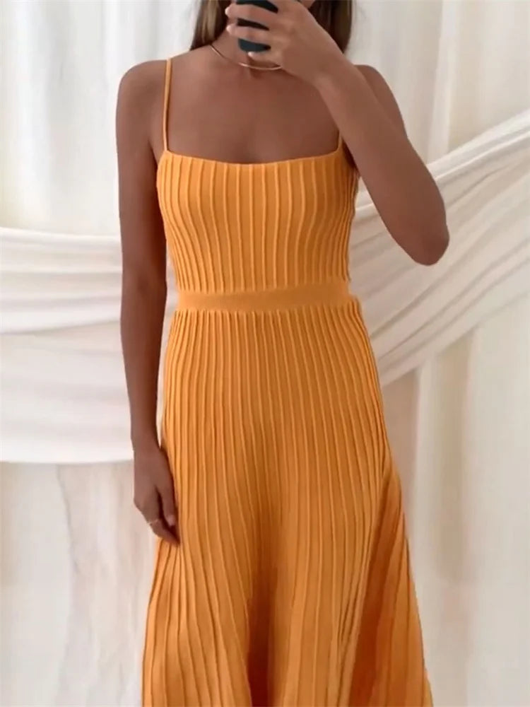 FREYA RIBBED MAXI DRESS Orange