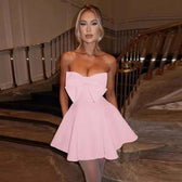 Pearl Bow Waist Wrap Backless Mini Dress 14