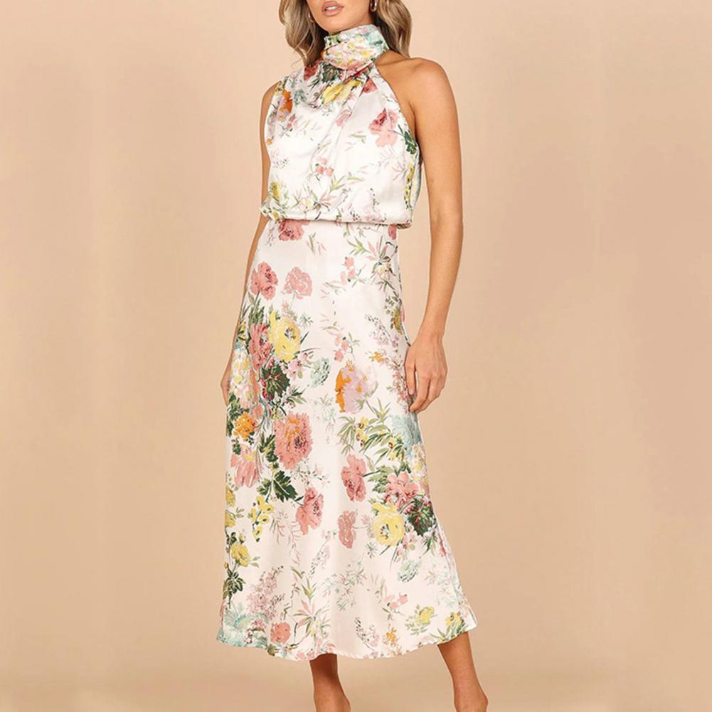 Olga Exclusive Backless Dress with Floral Pattern and Collar Statement Occasion Edit