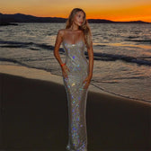 Sequin Diamonds Fishtail Maxi Dress - View 6