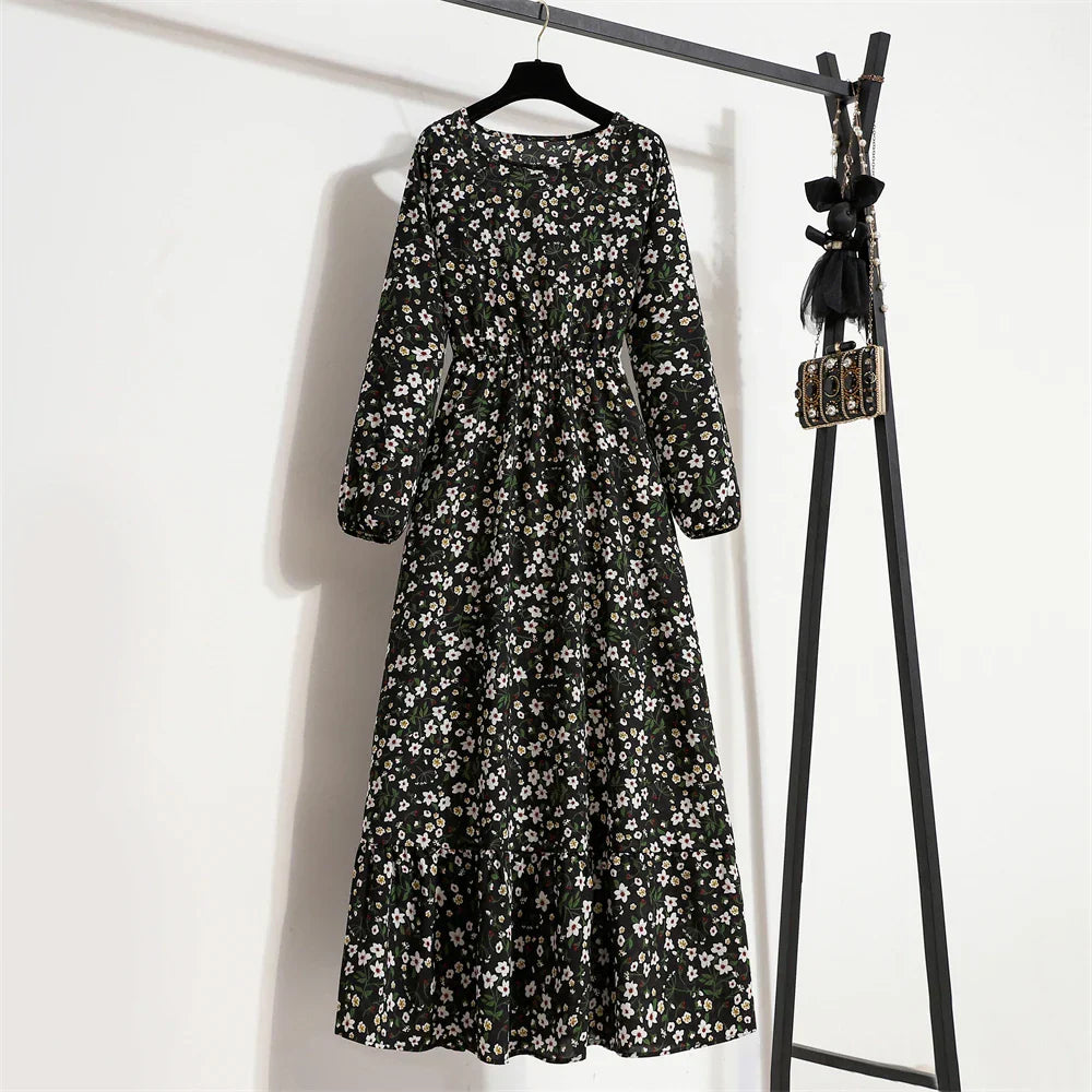 Erin Aesthetic Floral Long Dress for Summer Premium Wardrobe Essential