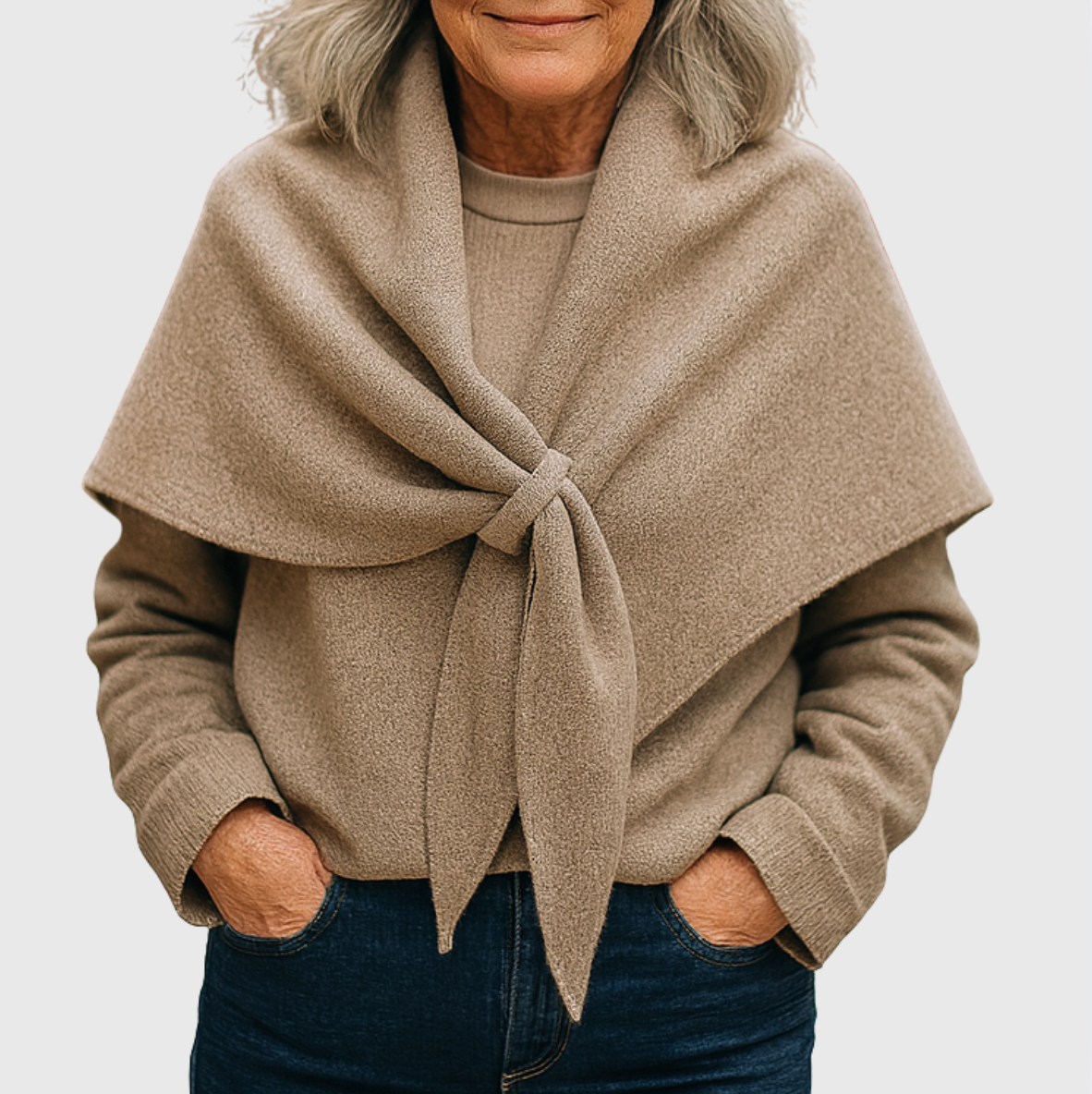 Tie Front Knit Shawl Wrap
