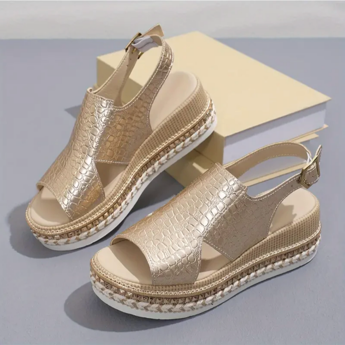 Peep Toe Slingback Espadrille Flatform Sandals