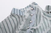 Striped Sheer High Neck Long Sleeve Ruffle Mini Dress 5