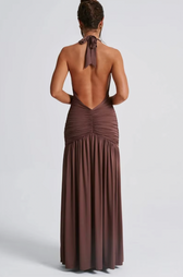 Halter Deep V-Neck High Split Maxi Dress 6