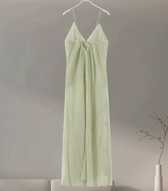Deep V-Neck Spaghetti Strap Fringe Maxi Dress 6