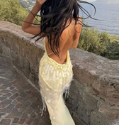 Sequin Cross Back Cowl Mermaid Maxi Dress 4