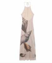 Seashell Print High Neck Bodycon Maxi Dress 5
