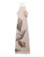 Seashell Print High Neck Bodycon Maxi Dress 4