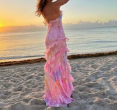 Floral Ruffle Backless Maxi Dress 3