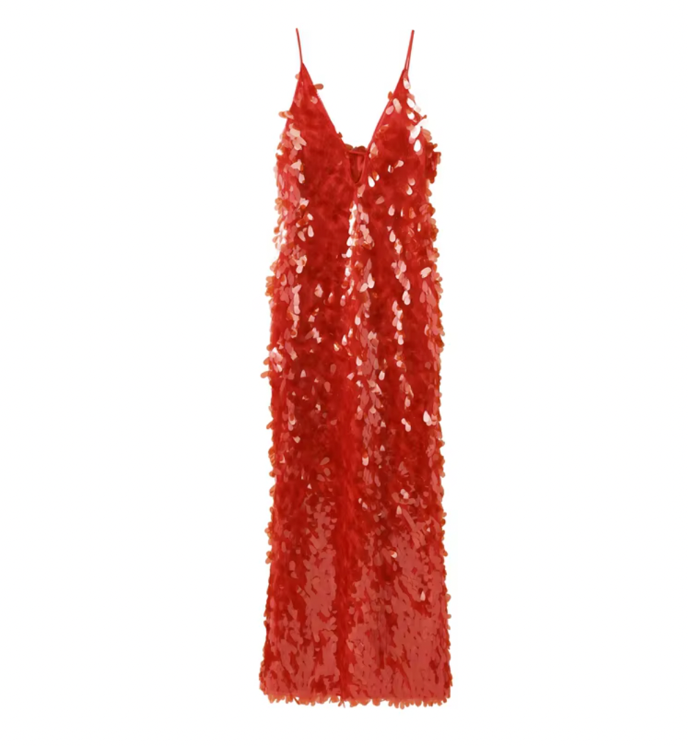 Sequin Deep V-Neck Cut Out Bodycon Maxi Dress 5