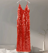 Sequin Deep V-Neck Cut Out Bodycon Maxi Dress 4